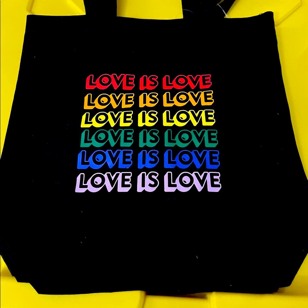 Black canvas tote bag 13”x13”
